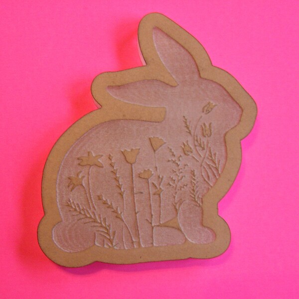 Floral Sitting Down Bunny * Easter * Acrylic Blank for Making Silicone Molds