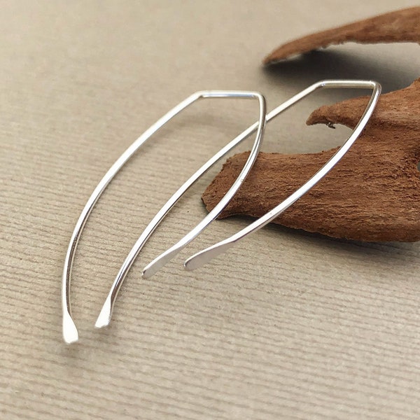 Hammered Earring Hook Sterling Silver, Threader Earring Hook Sterling Silver Ear Wire,  Jewelry Finding Making Earrings, Simple EarWire Hook