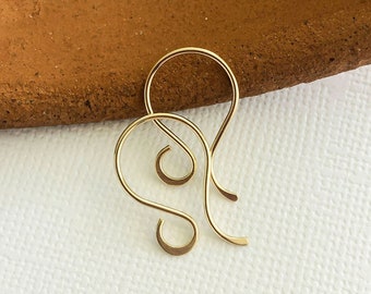 Crochets de boucles d'oreilles français en or massif 14 carats