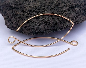 Crochets d'oreilles en or massif 14 carats ou 10 carats - Boucles d'oreilles longues faites main 20 g ou 22 g - Apprêts en or pour la fabrication de bijoux et les oreilles sensibles