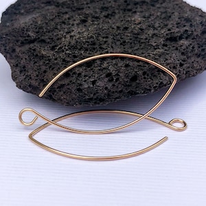 14k or 10k Solid Gold Ear Wires – Handmade Long Earring Hooks 20g or 22g – Gold Findings for Jewelry Making & Sensitive Ears