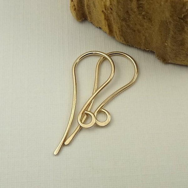 French Ear Wire Hooks Yellow Gold Filled Vintage Style Ear Wire Hammered Gold Filled Ear Hook Minimalist Earwire Jewelry making Supplies