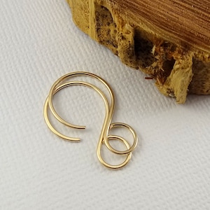 May include: Two gold-colored metal earring hooks, one is a simple loop and the other is a double loop.
