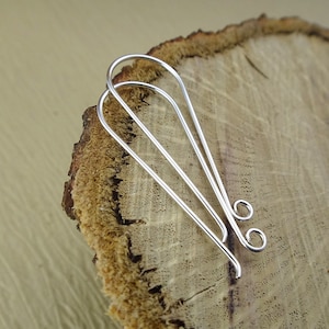 Fish Hook Earwires - Long French Hook Ear Wires - Sterling Silver Earring Hooks - Earring Findings