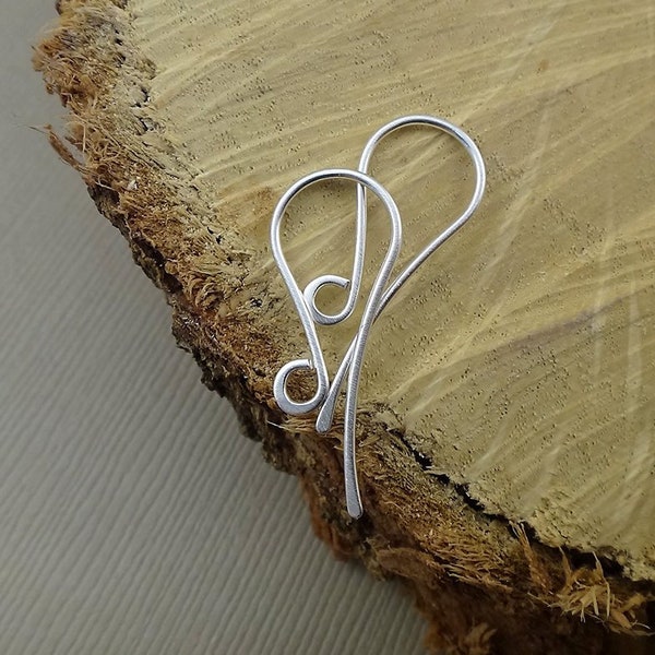 French Ear Wires - Sterling Silver Hamered Ear Hooks - Shepherd Earwires - Jewelry Finding Supply - 20 gauge - 21 gauge - 22 gauge