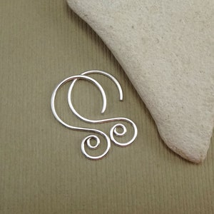 Short Spiral Hammered Ear Hook - Open Swirl style 20g Earwires - Sterling Silver Round Ear Wires - Small Earring Hooks - Interchangeable