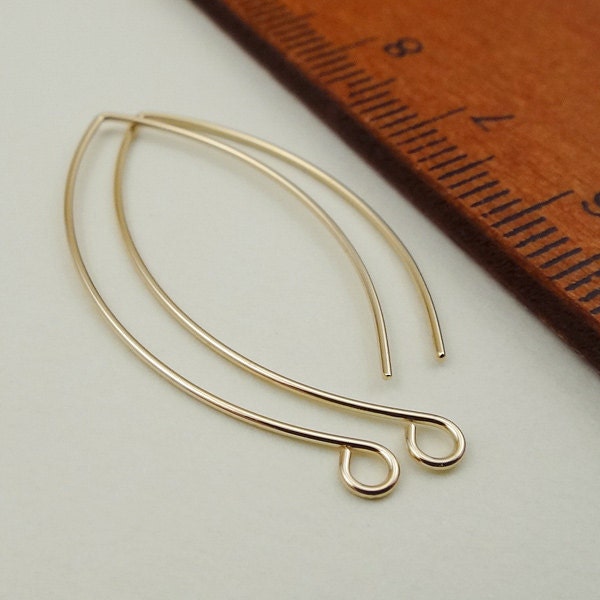 Long Leaf Earwires - Gold Filled Ear Wires - Large Earwires - 20 gauge - 21 gauge - 22 gauge - Handmade Jewelry Supplies