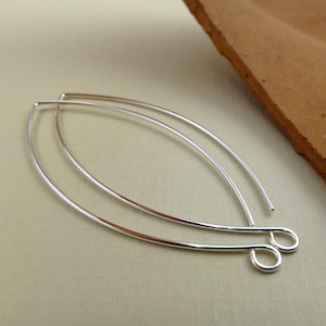 Extra Große Sterling Silber Ohr Draht - 2 &quot;Ohrring Drähte - 20g 18g Ohrring Haken - Blatt Ohrhaken - Marquise Ohr Draht - Große Oval Ohrhaken