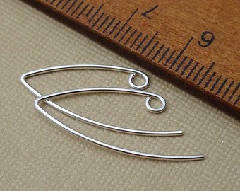 Hammered Earring Hooks - Sterling Silver Ear Hooks - Flattened Ear Wire - 20 gauge - 21 gauge - 22 gauge - Handmade Earring Supplies