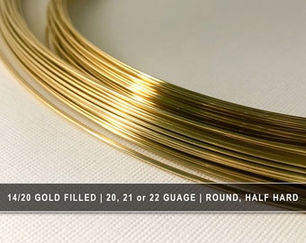 14/20 Yellow Gold Filled Round Wire - Half Hard - 20, 21, 22 Gauge