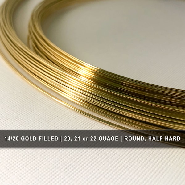 14/20 Yellow Gold Filled Round Wire - Half Hard - 20, 21, 22 Gauge