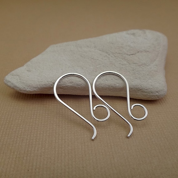 Large Loop Earring Wires - Hammered 20 gauge Earwires - Sterling Silver French Ear Hooks - Handmade Minimalist Ear Wires