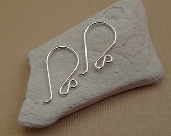 Solid Silver Ear Wire, .925 Sterling Earring Hook, Handmade Findings for Jewelry Making French Wire Shepherds Hook