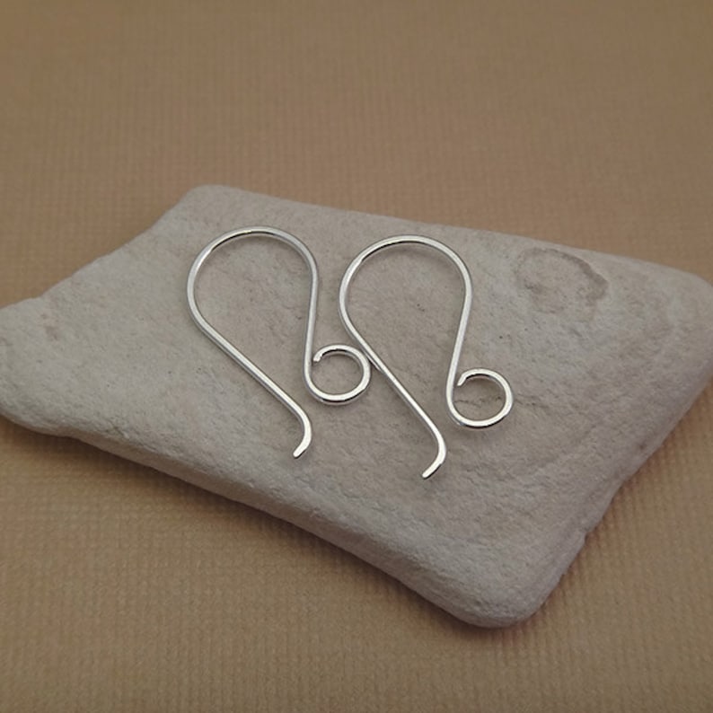 Large Loop Earring Wires Hammered 20 gauge Earwires Sterling Silver French Ear Hooks Handmade Minimalist Ear Wires image 2