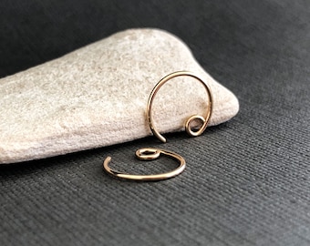 Ear wire Gold Filled hoop, Small huggie ear wire finding, Small gold earring hoop with loop, Handmade Ear Hook supply for Jewelry making