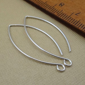 Earring Supplies Ear Hooks Sterling Silver Earwire Jewelry Making or Replacing Earring Ear Wire Component Earwire Shaped like Almond or Leaf