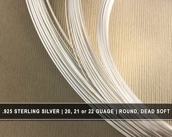Sterling Silver Round Wire - Dead Soft - 20, 21, 22 Gauge