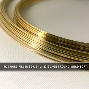 14/20 Yellow Gold Filled Round Wire - Dead Soft - 20, 21, 22 Gauge