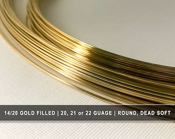 Filo Oro 14K Gold Filled Per Gioielli: 5 Metri, Spessore 22 GA (0,64 Mm), Tondo Morbido - Made In USA
