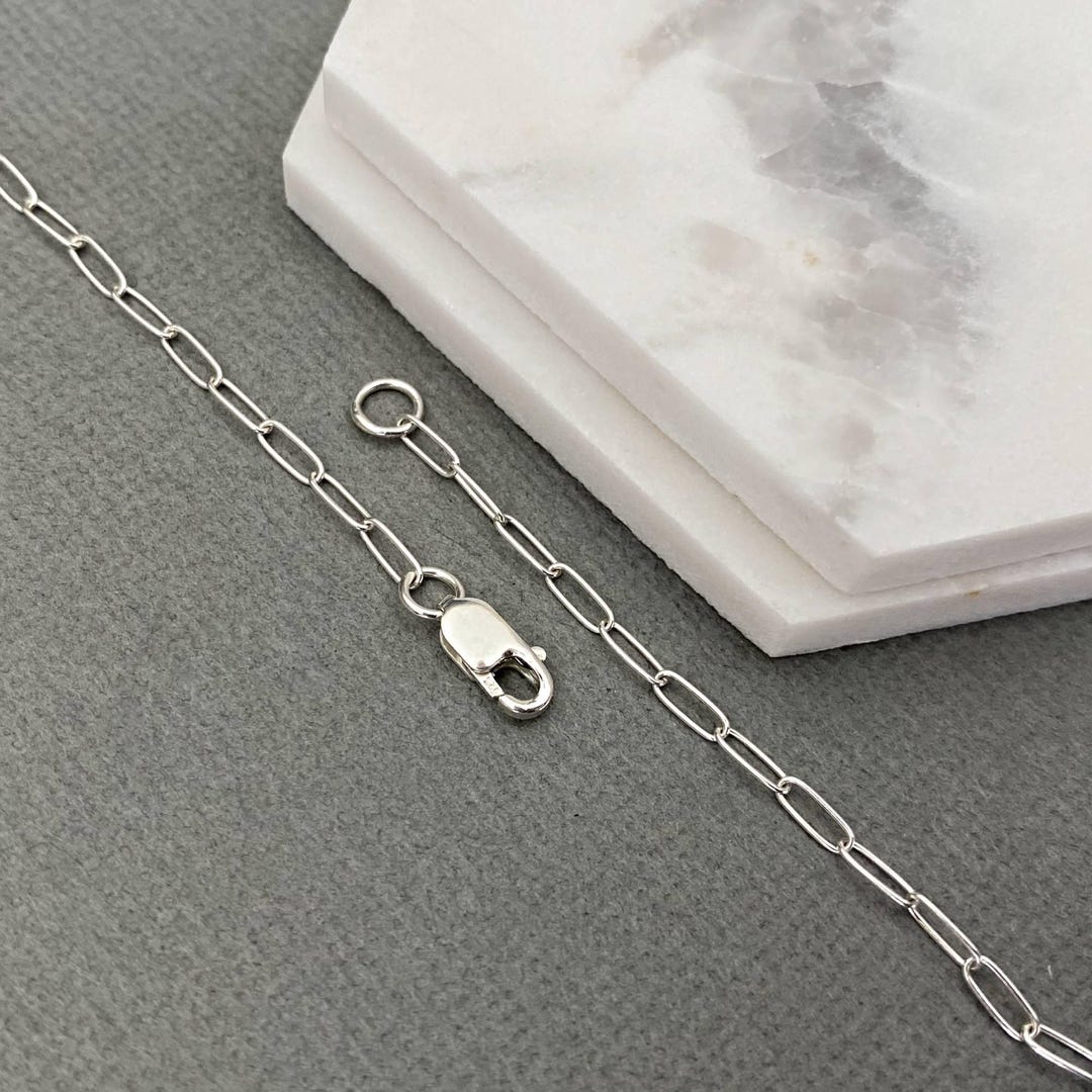 Dainty Sterling Silver Paperclip Chain | Adjustable Layering Necklace ...