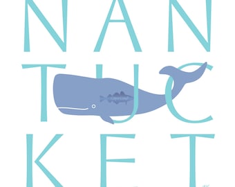Nantucket Whale 8x8 giclee print