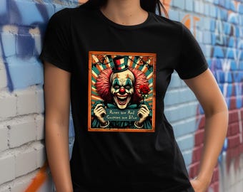 Sinister Clown T-Shirt Creepy Horror Design Evil Clown Graphic Tee Vintage Halloween Scary Circus Gothic Clown, Alternative Fashion, Unisex