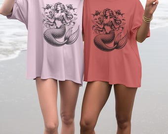 Mermaid T-Shirt, Under the Sea Graphic Tee, Ocean Lover Shirt, Unisex Cotton Top, Nautical Theme Apparel