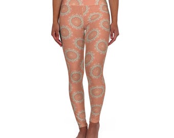 Mandala Patterned Yoga Leggings for Women, Colorful Boho Print Stretch Pants, Soft Stretchy Fitness Activewear for Gym & Casual Wear