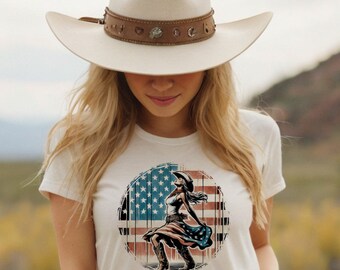 Long Live Cowgirls T-Shirt, American Flag Western Tee