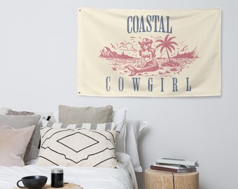 Coastal Cowgirl Boho Mermaid Printed Wall Tapestry, Granola Girl Aesthetic Wall Hanging Art, Shabby Chic Cowgirl Home Decor34.5"x56"