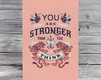 You Are Stronger Than You Think Tiger Vintage Wall Tapestry, Retro American Traditional Flash Tattoo Old School Home Decor, Dorm Flag