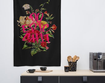 Do Epic Shit Vintage Wall Tapestry, Floral Graffiti Hanging Art, Retro Witchy Home Decor