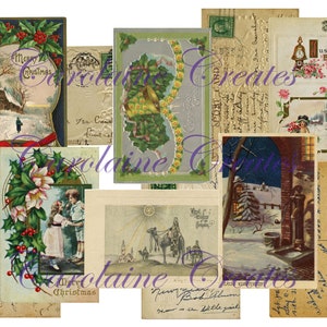 Cartoline natalizie/festive vintage stampabili; Kit 2; Download digitale; Carte di giornale; Collage; Effimera