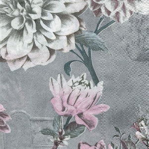 Spring/Floral Napkins; TWO Hostess Size Napkins; Printed Paper Napkins; Decoupage; Junk Journaling; Collage; Mixed Media Art
