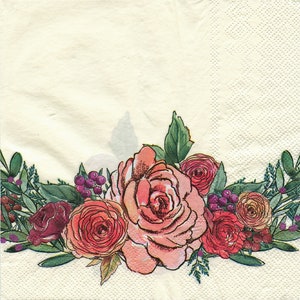 Spring/Floral Napkins; TWO Luncheon Size Napkins; Printed Paper Napkins; Decoupage; Junk Journaling; Collage; Mixed Media Art