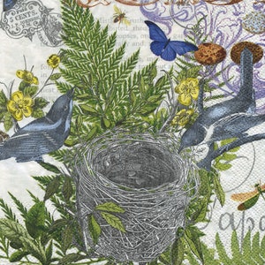 Spring/Floral Napkins; TWO Luncheon Size Napkins; Printed Paper Napkins; Decoupage; Junk Journaling; Collage; Mixed Media Art