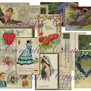 Printable Vintage Valentine / Sweetheart Postcards; Kit 3; Digital Download; Journal Cards; Collage; Ephemera
