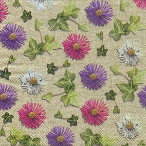 Spring/Floral Napkins; TWO Luncheon Size Napkins; Printed Paper Napkins; Decoupage; Junk Journaling; Collage; Mixed Media Art