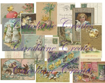 Printable Vintage Easter Postcards; Kit 5; Digital Download; Journal Cards; Collage; Ephemera