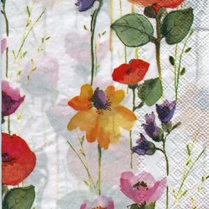 Spring/Floral Napkins; TWO Hostess Size Napkins; Printed Paper Napkins; Decoupage; Junk Journaling; Collage; Mixed Media Art
