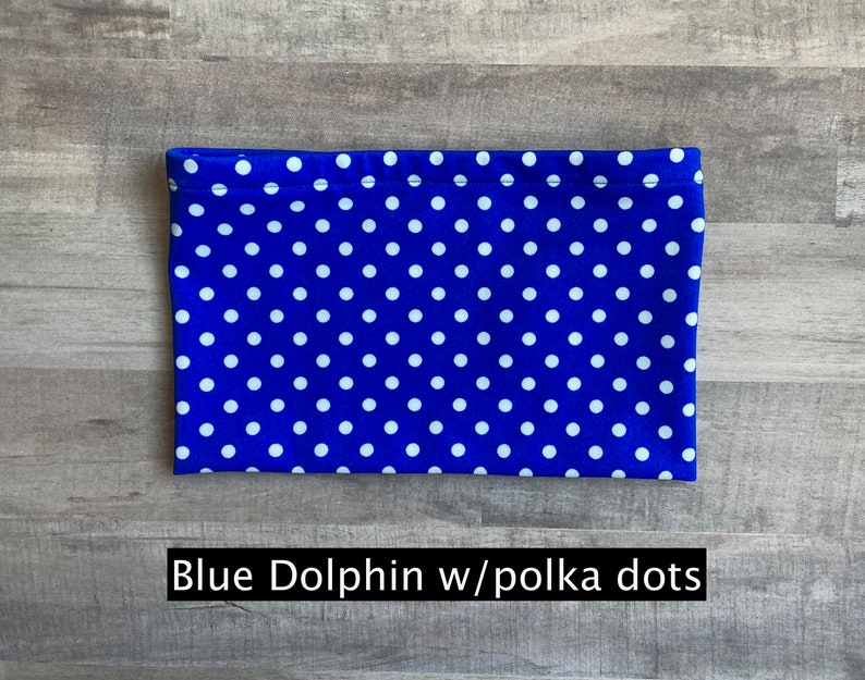 Blue Dolphin w/polka dots Swim Headbands for wearing under swim caps