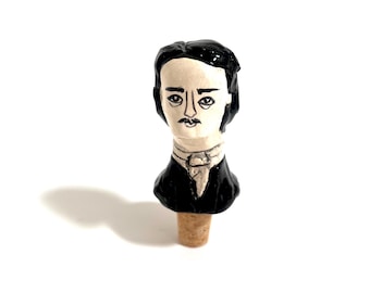 エドガー・アラン・ポーの陶器製手作りワインストッパー（ボトルキャップ）
