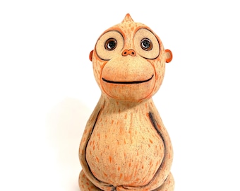 Little Orangutan handmade ceramic animal sculpture