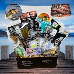 Bass Fishing Mystery Box – 11-12+ Types of Lures and Tackle – Valentines Gift for Fishermen