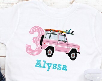 Surf birthday shirt, surfer shirt, beach girl surf shirt, surfer shirt girl t shirt with name