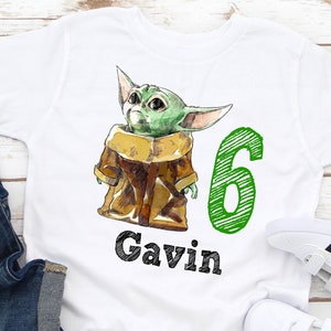 Yoda Shirt With Name and Digit Alien Child Birthday Shirt - Etsy