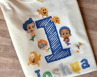 Bubble Guppies birthday shirt with name for boy or girl