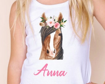 Equestrian Horse shirt with name for girls, Birthday girl horse shirt with name, custom horse shirt, personalized horse shirt, horse lover