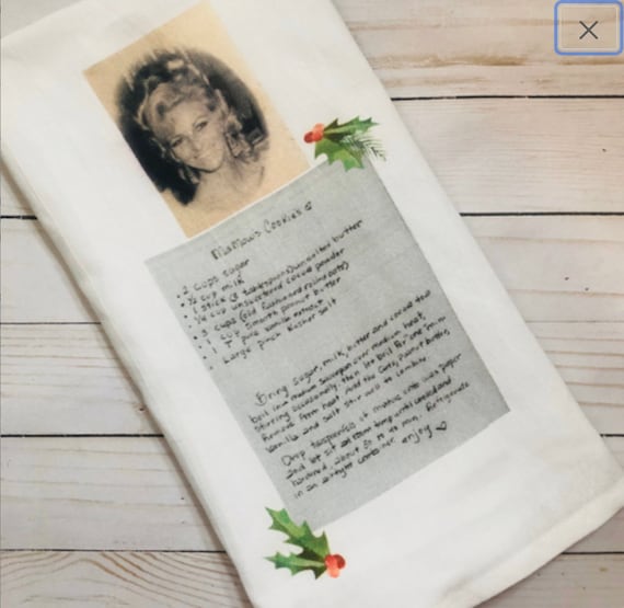 Custom printed tea towel with your recipe or photo, tea towel with recipe card, photo towel, flour sack towel, custom tea towel