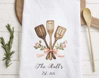 Personalized Flour Sack Towel, Custom Kitchen Decor